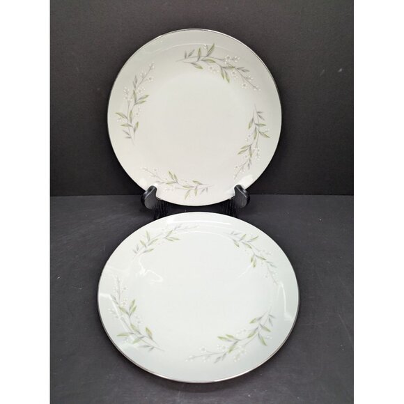 St Regis Fine China Japan 101 Floral Dinner Plate Platinum Trim Set of 2 - Picture 1 of 7